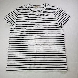 Madewell Black & White Striped Perfect Cotton Crewneck T-Shirt Size XXS